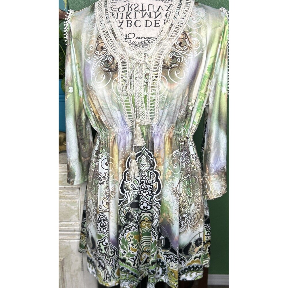 Fairy Top Y2K Style One World Bell Sleeve Babydoll Lace Boho Festival M